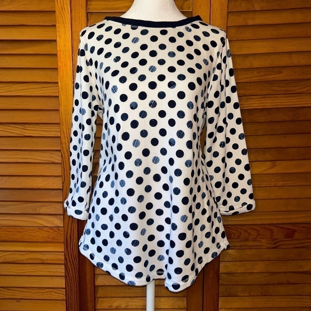 Coldwater Creek Fine Terry Denim Dotted Top Size 10-12